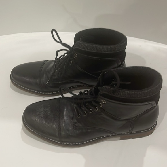 Ashford Hayes Men's Black Faux Leather Boots Size 9Medium Lace Up Good Condition - Picture 12 of 13